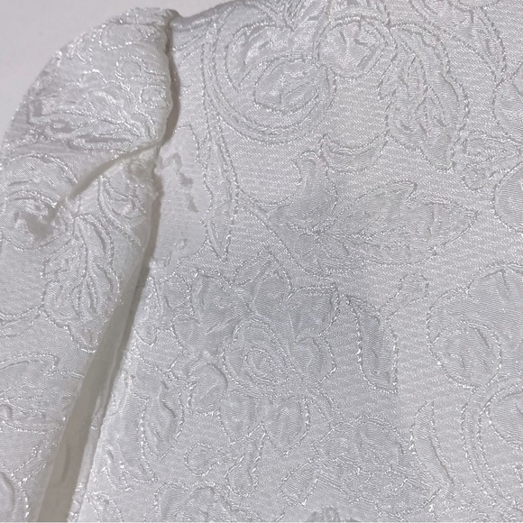 Vintage White Long Sleeve Pleated Midi Shift Bride Mother Of The Bride Dress M - Picture 6 of 16